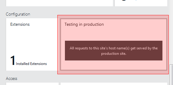 Azure Testing in production - configuration