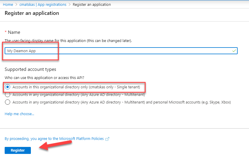 Create a .NET Core Deamon app that calls MSGraph with a certificate